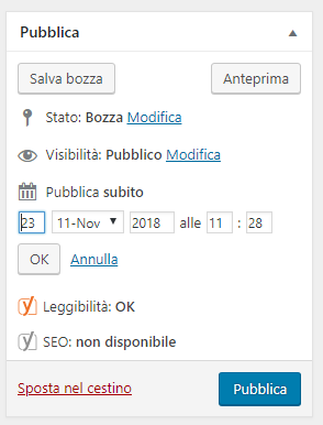 Imposta la data di pubblicazione